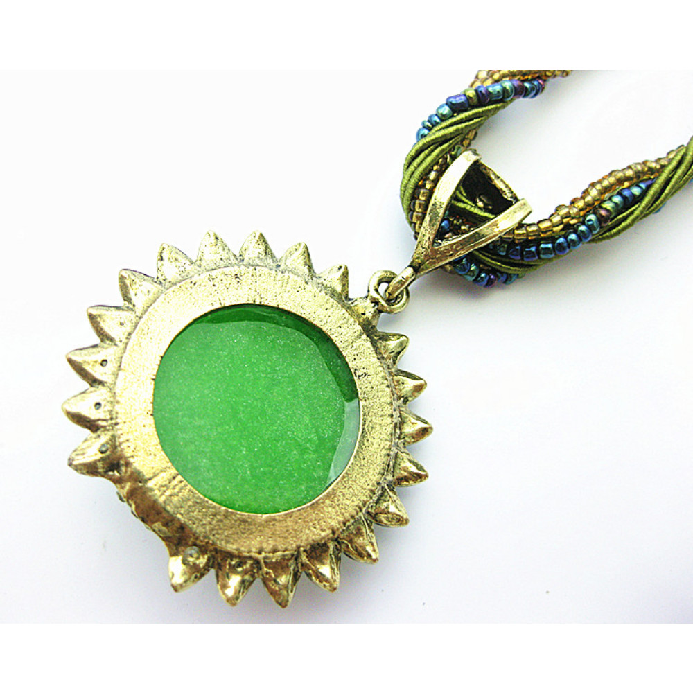 Women Retro Bohemian Style Turquoise Rhinestone Pendant Collar Necklace Jewelry