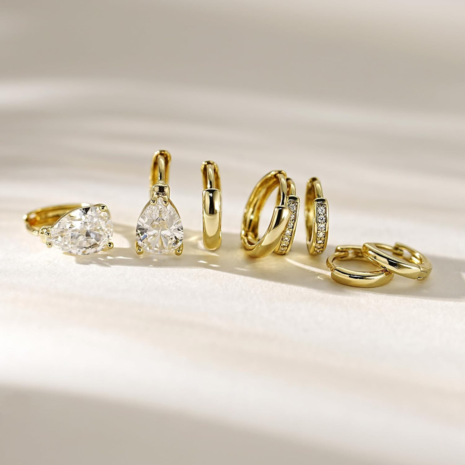 4Pairs Statement Gold Hoop Earrings for Women Trendy,Surgical Steel Gold Plated