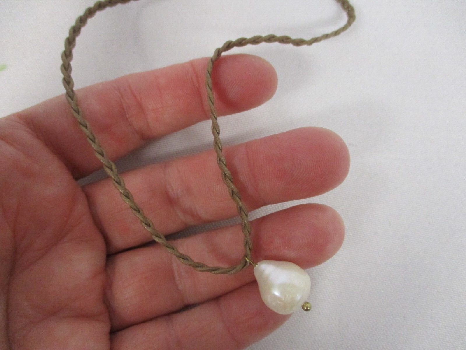 PRETTY KL KARL LAGERFELD GOLDTONE CHAIN BRAIDED CORD NECKLACE with PEARL DROP