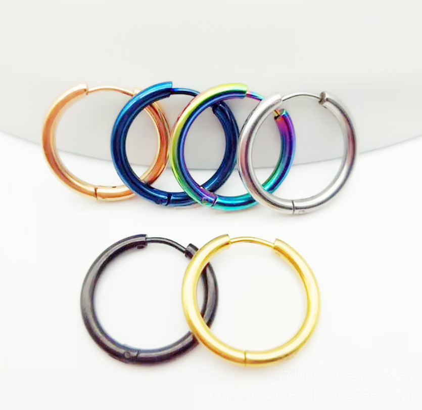 2Pcs Men Women Stainless Steel Huggie Earrings Cartilage Lip Piercing Nose Hoop