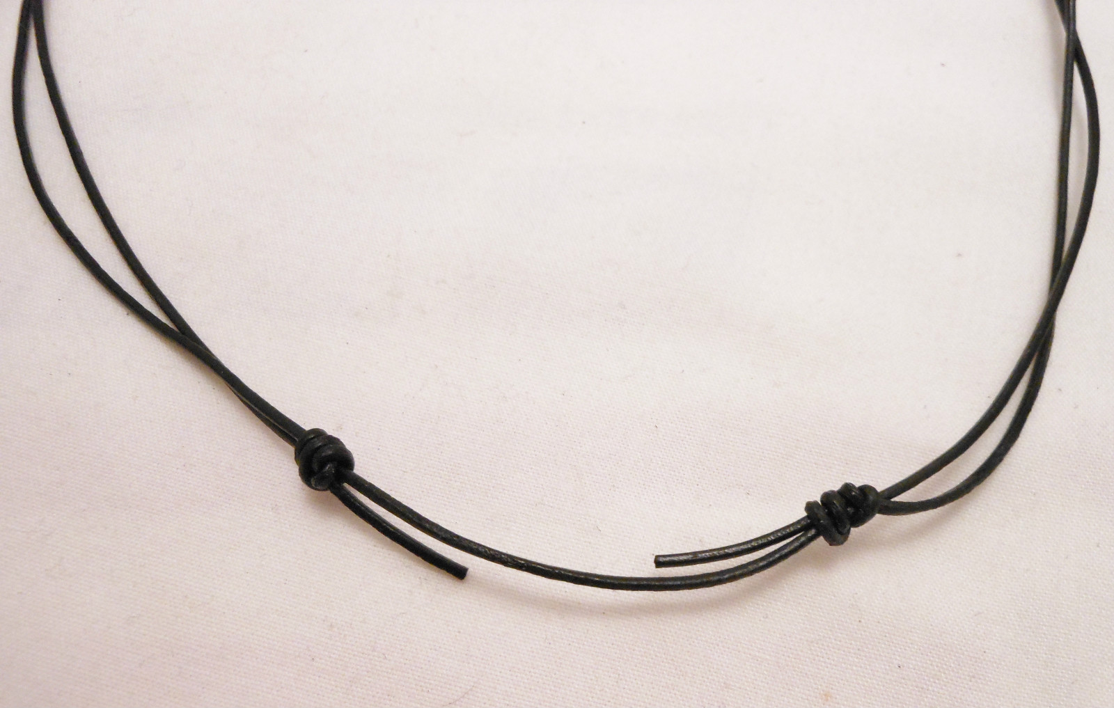 Black Leather Adjustable Unisex 1mm Cord Surfer Choker Necklace- Made in USA