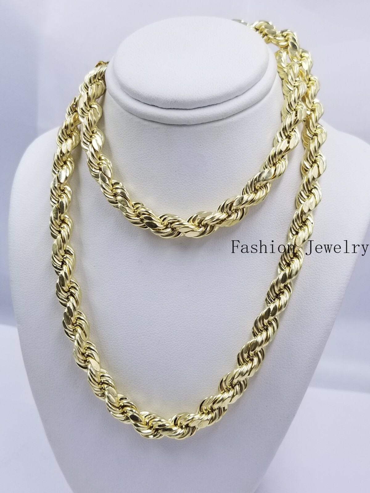10k Yellow Gold Rope Chain Necklace 18″-30″ Men Women 4mm-10mm Real Gold Sale