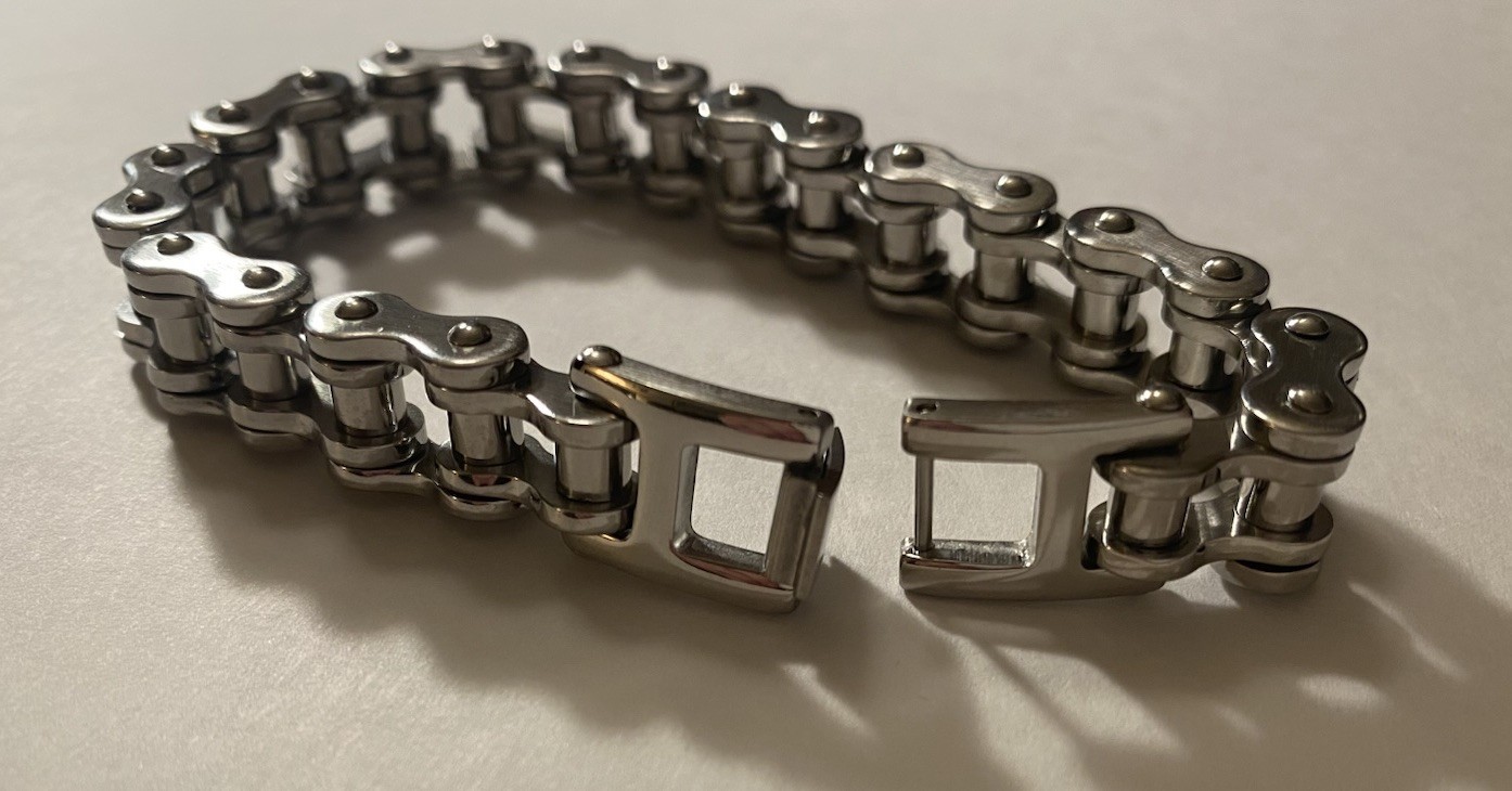 Stainless Steel Heavy Bike Chain Link Bracelet by Adornia 8.5 in Long New