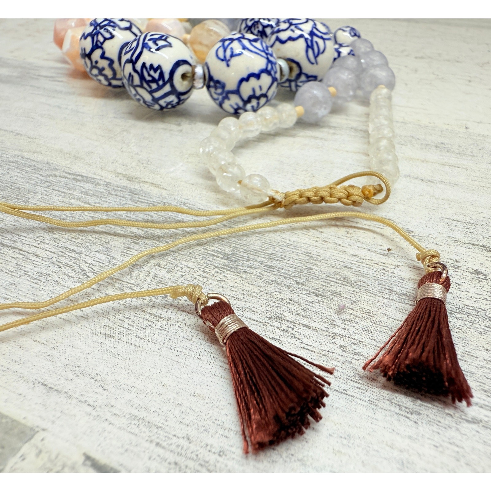 J. Jill Ceramic & Semi-Precious Stone Bead Adjustable Necklace