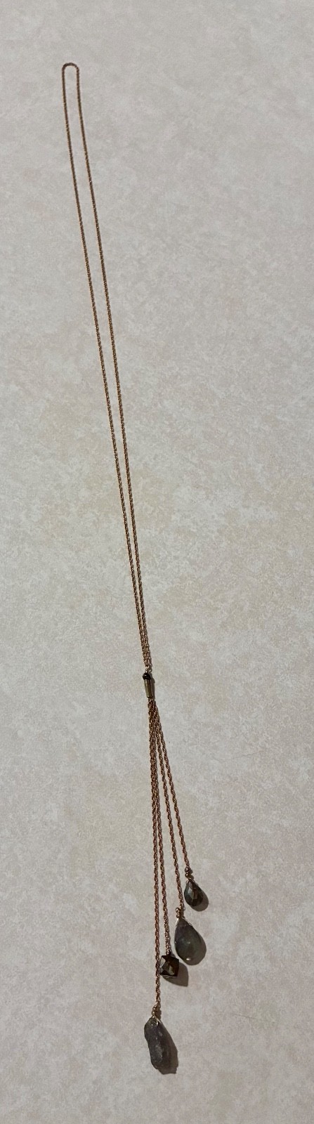 Genuine Labradorite Pyrite Raw Crystal Multi Strand Tassel Y Necklace Boho Long