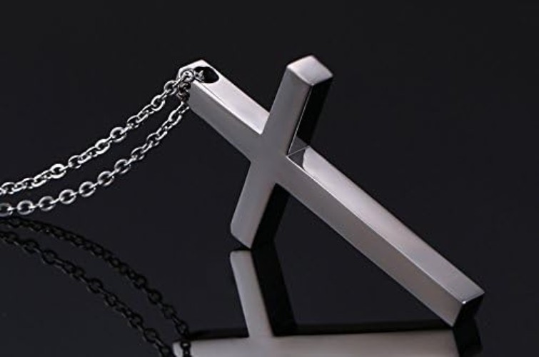 Simple Polished Cross Pendant Necklace with 24-Inch Link Chain for All Occasions