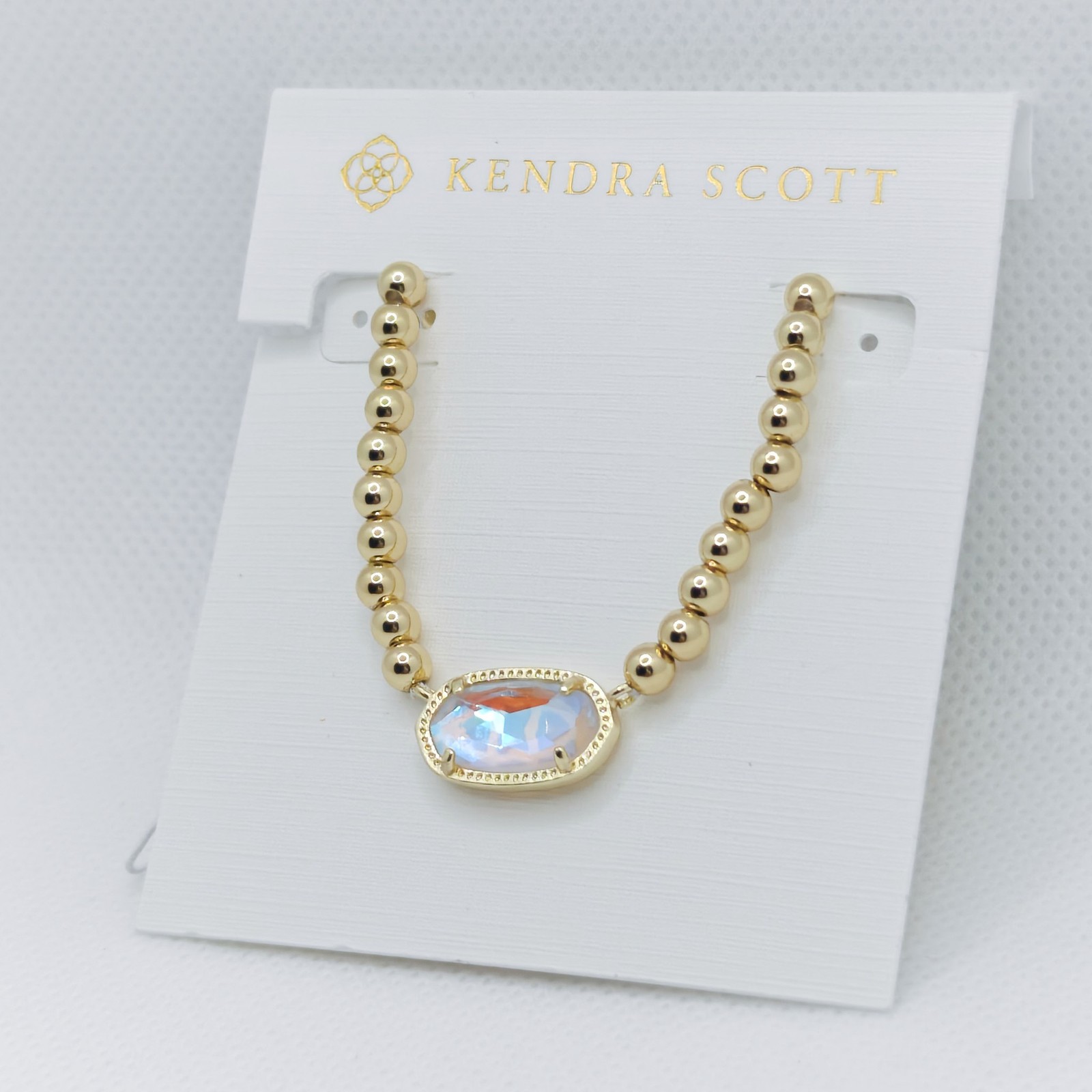 Kendra Scott Elisa Gold Beaded Short Necklace in Dichroic Glass