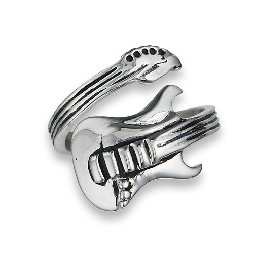 Stainless Steel Guitar Spoon Ring – Musician Adjustable Boho Band