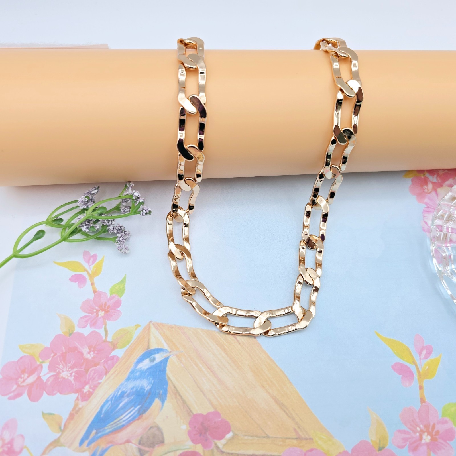 Chunky Link Necklace in High Shine Finish – 19.7 Inch, XPNL0071 Rose Gold