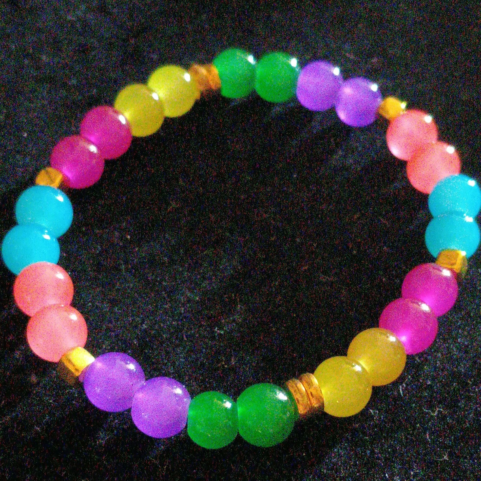 Set of 10 Multicolor Glass & Acrylic Bead Stretch Slip-On Stackable Bracelets