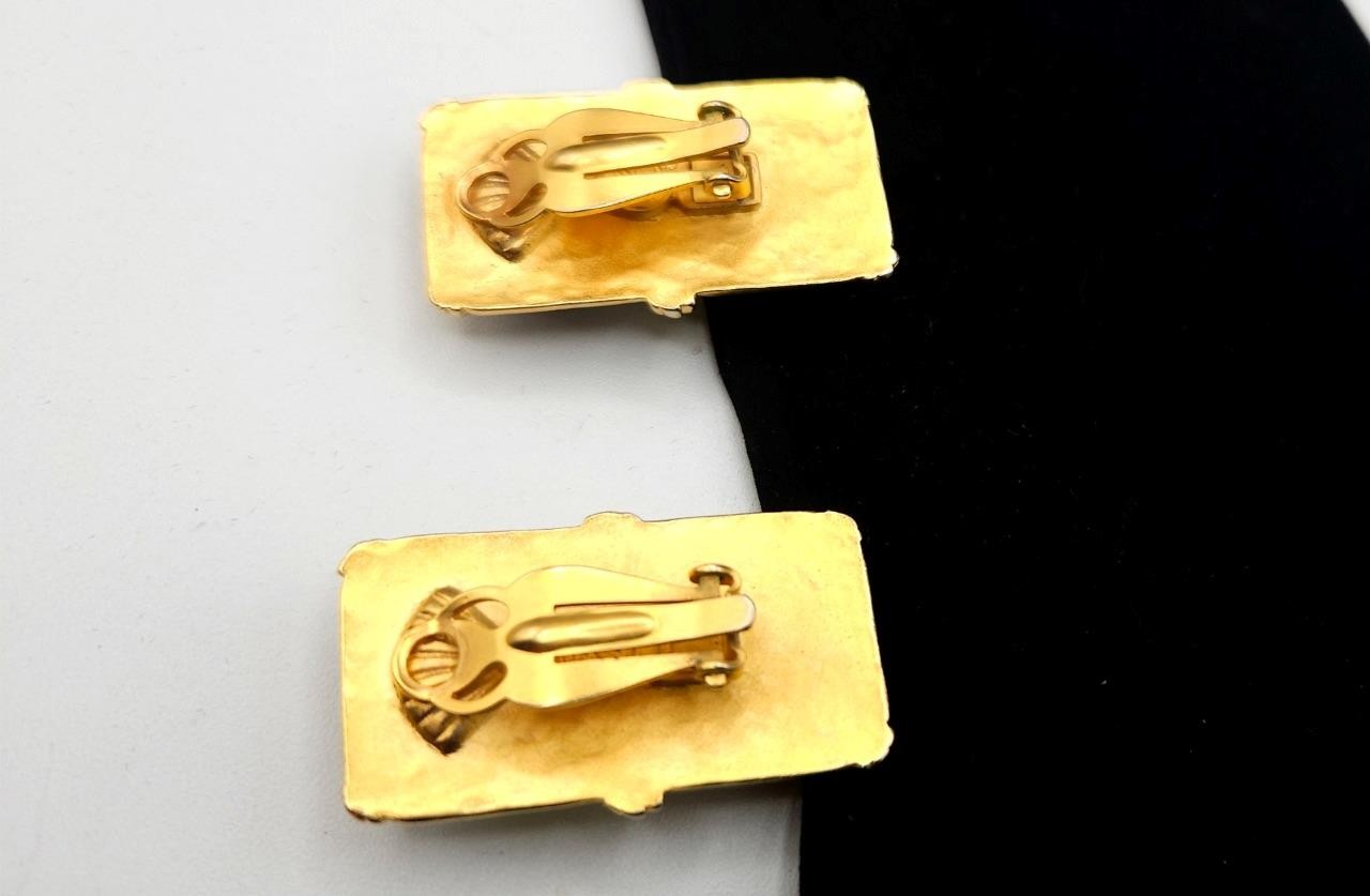 CHANEL DESIGNER KARL LAGERFELD Haute Couture Etruscan Faceted Stones Earrings