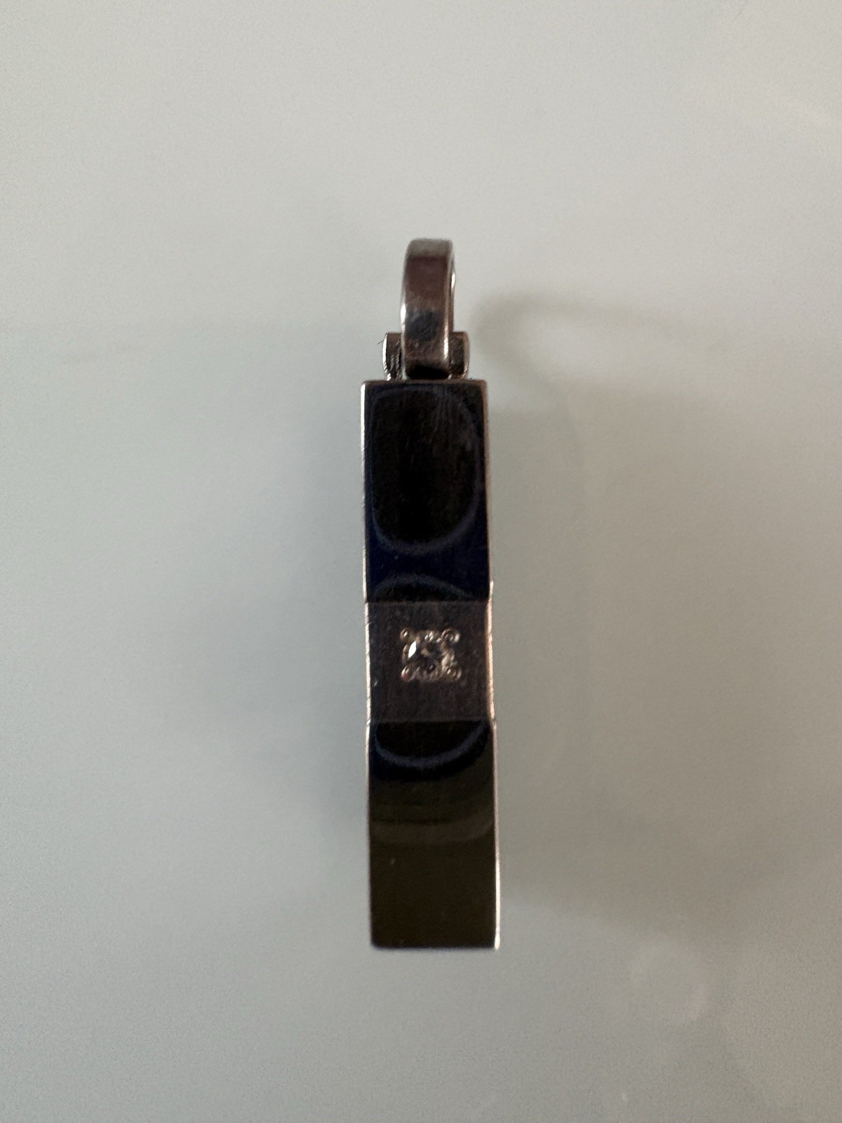 Titanium And Sterling 925 Rectangle Bar Pendant With Small Diamond Accent UNISEX