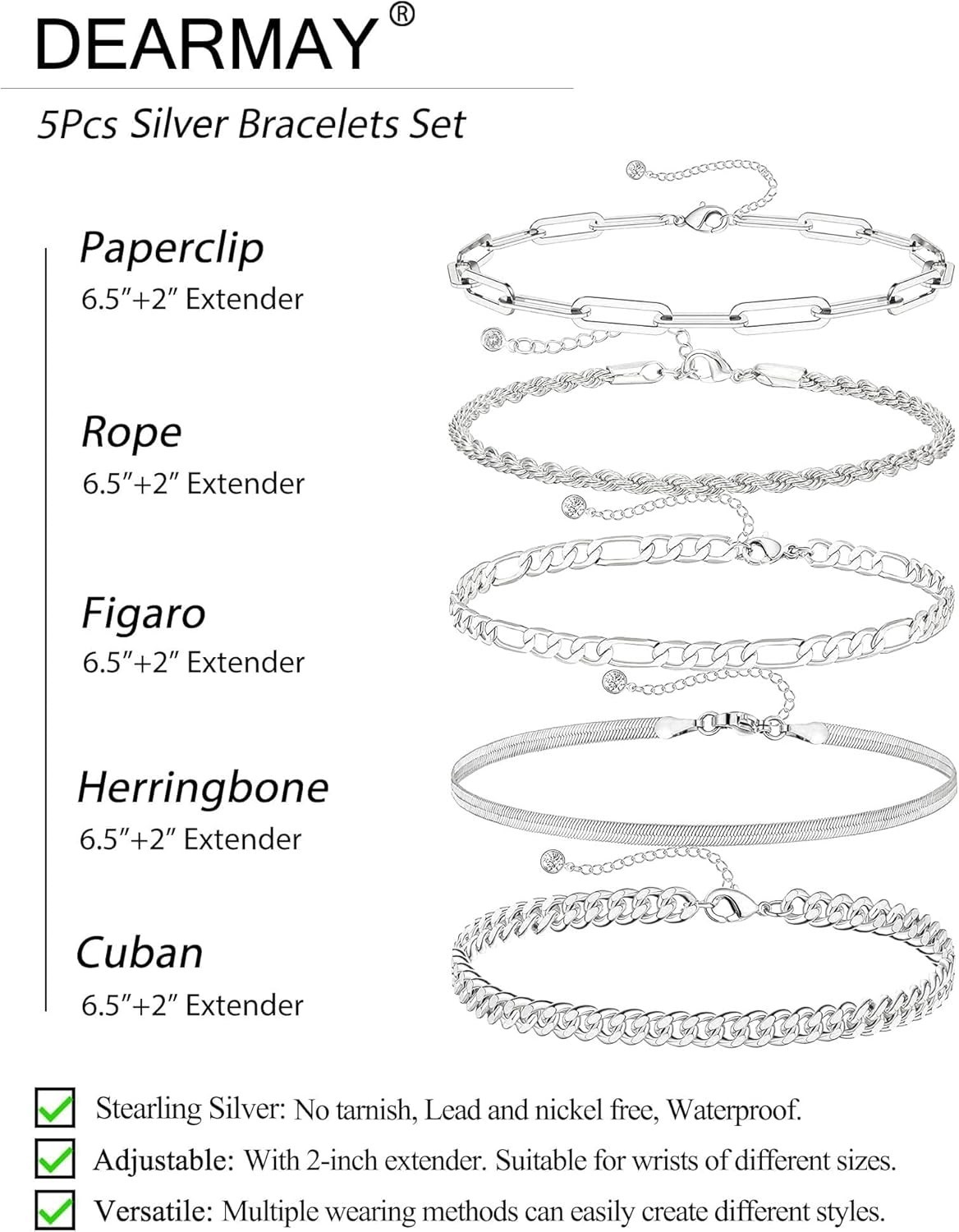 Gold Plated Women’s Bracelets Set, 5 Pcs, Adjustable, Pearl Jewelry