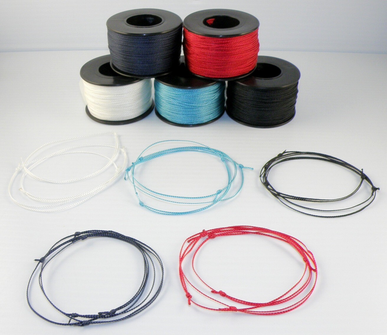 Set of 3 -Nano Cord .75 mm Bracelets Single String Surfer Knot Closing Unisex