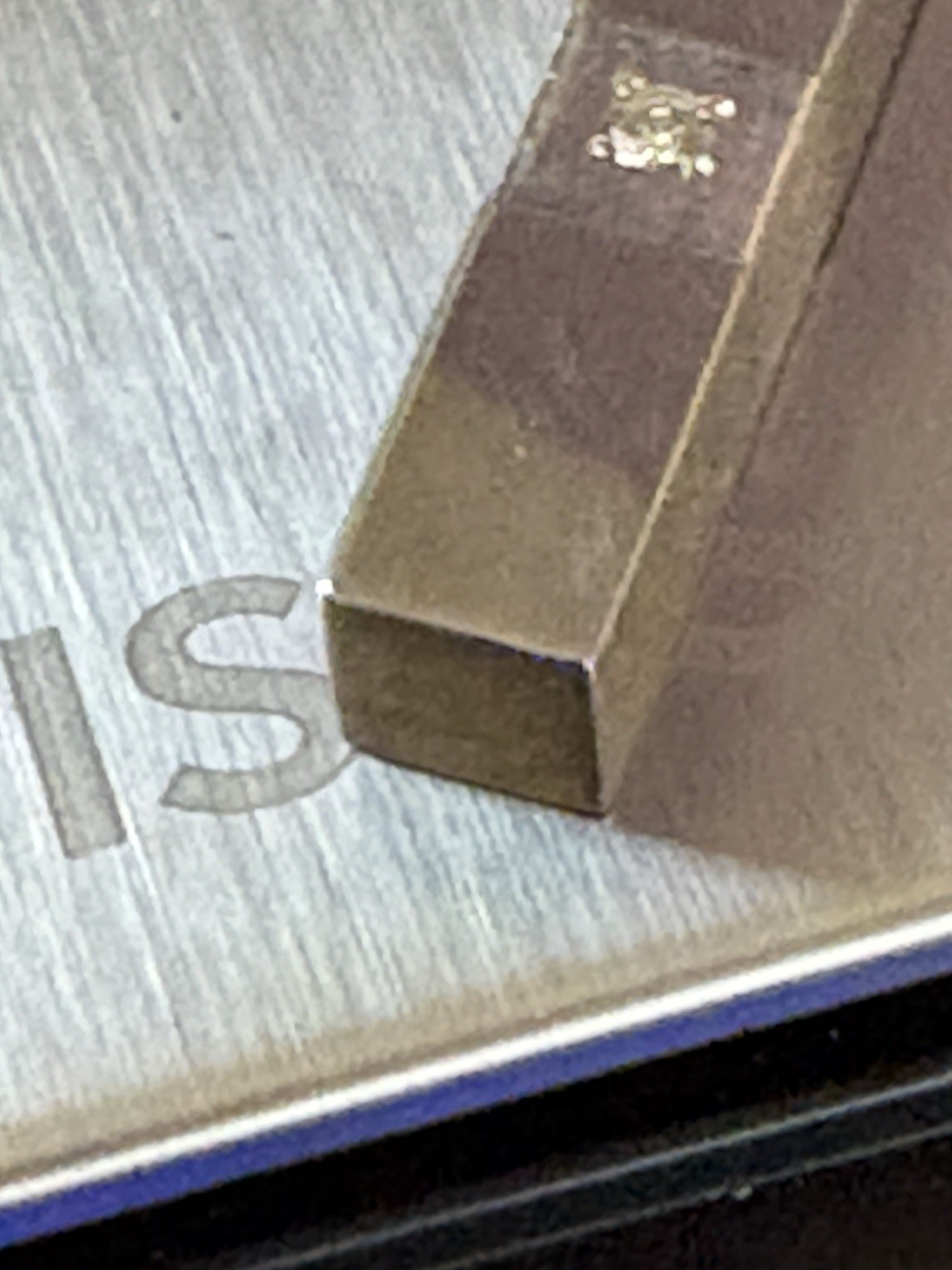 Titanium And Sterling 925 Rectangle Bar Pendant With Small Diamond Accent UNISEX