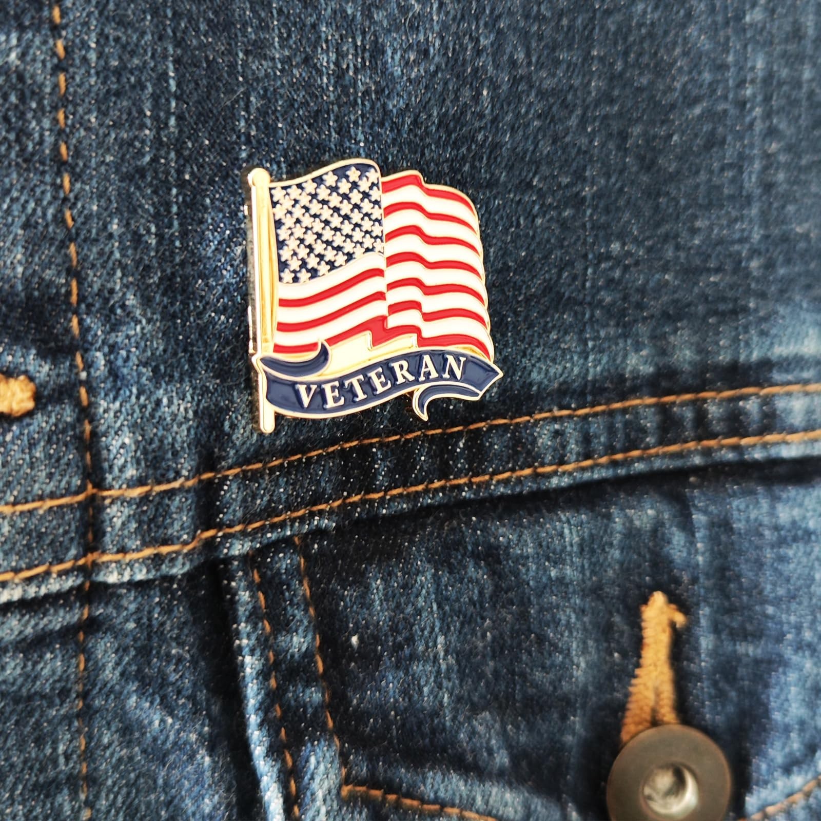 Arturbo for Veteran Pin American Flag Lapel Pins USA Normal, Veteran1pcs gold