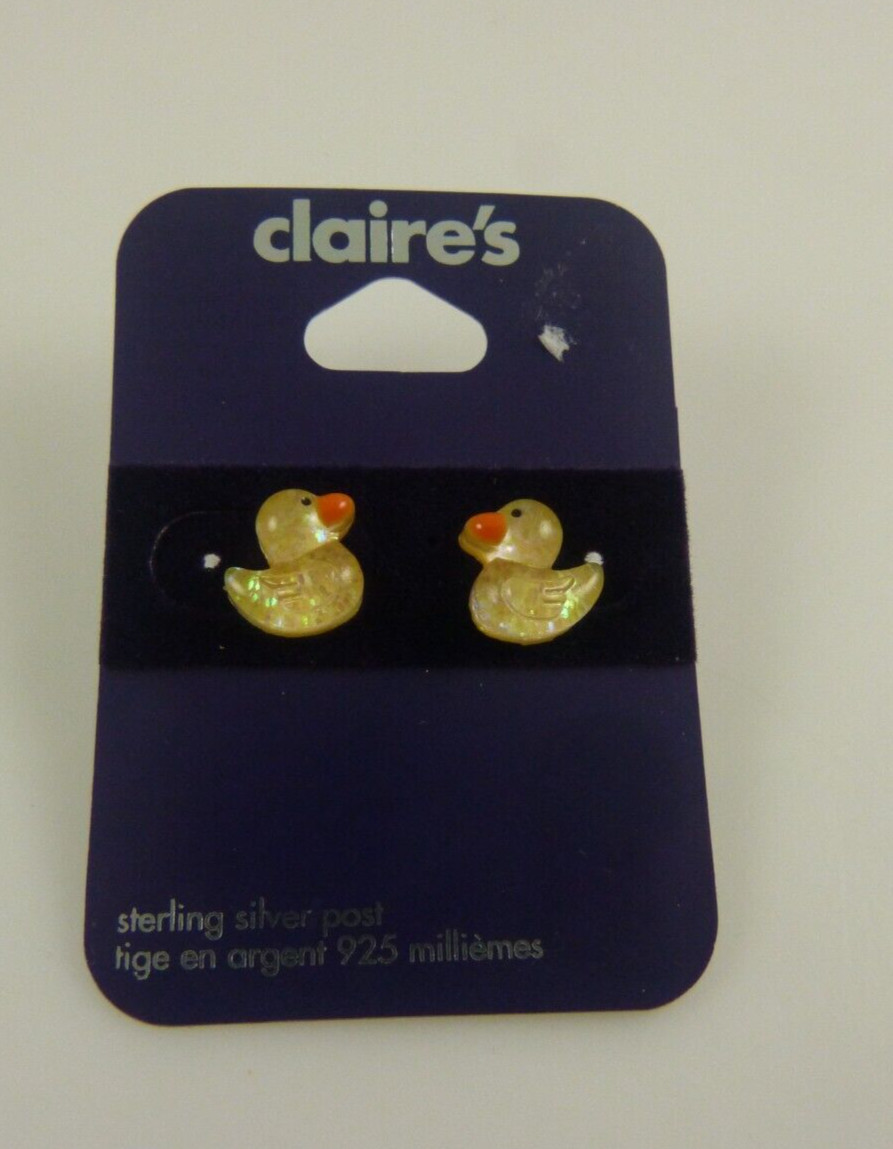 Sterling Silver post yellow duck studs earring earrings 925