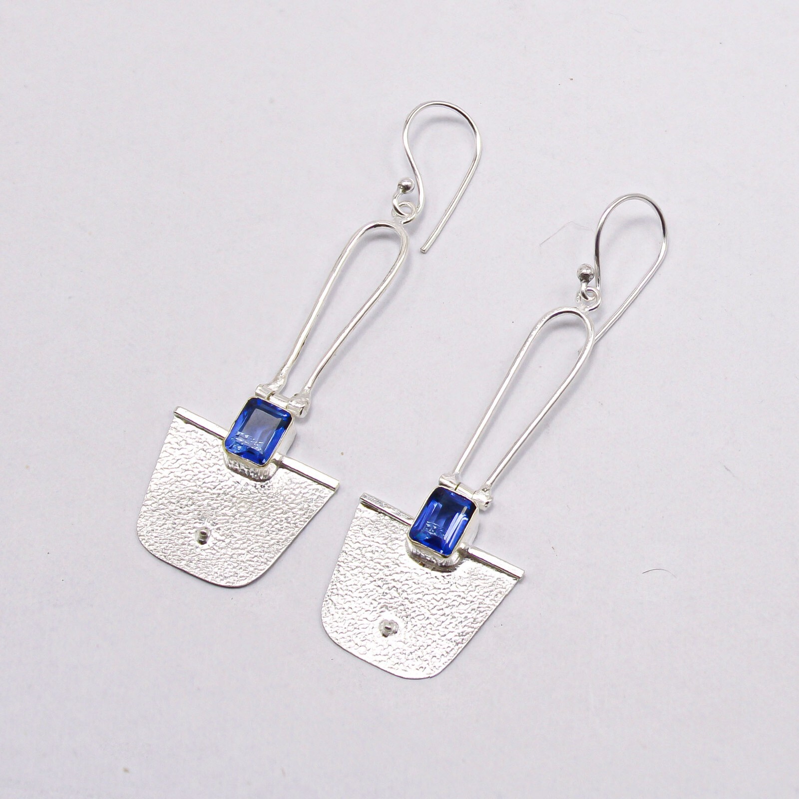 Tanzanite Gemstone Sterling Silver Jewelry Handmade Earrings 2.2” Gift For Her