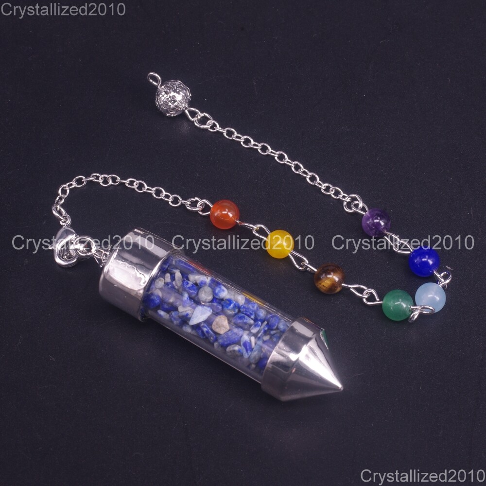 Natural Gemstones Wishing Pendulum Pointed Reiki Chakra Chip Beads Pendant