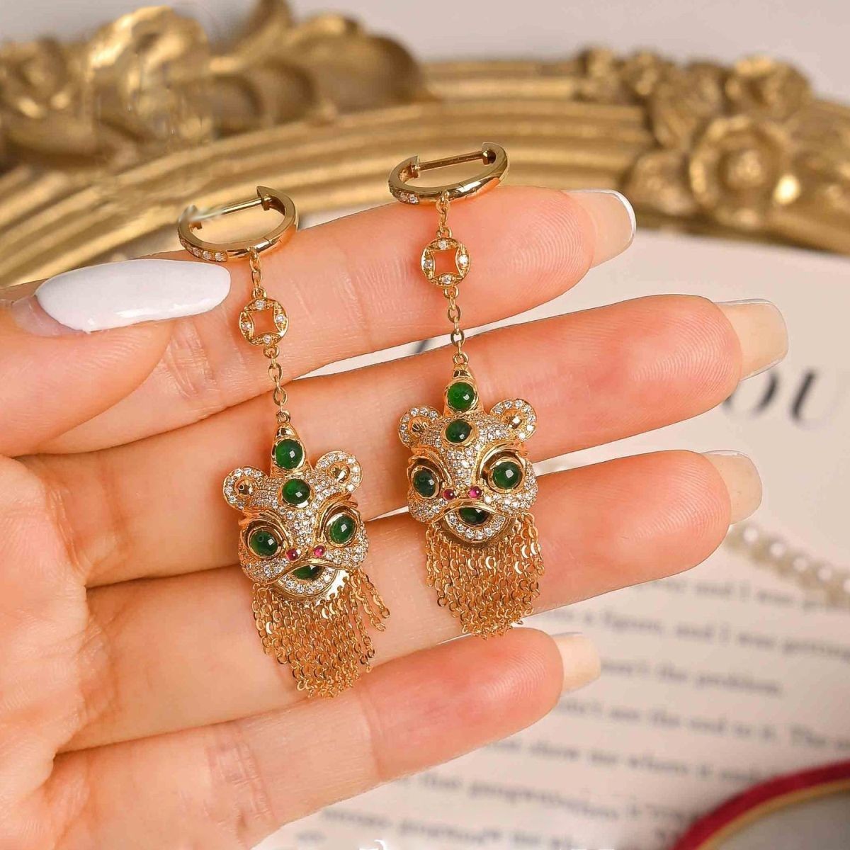 New Chinese Lion Tassel Earrings