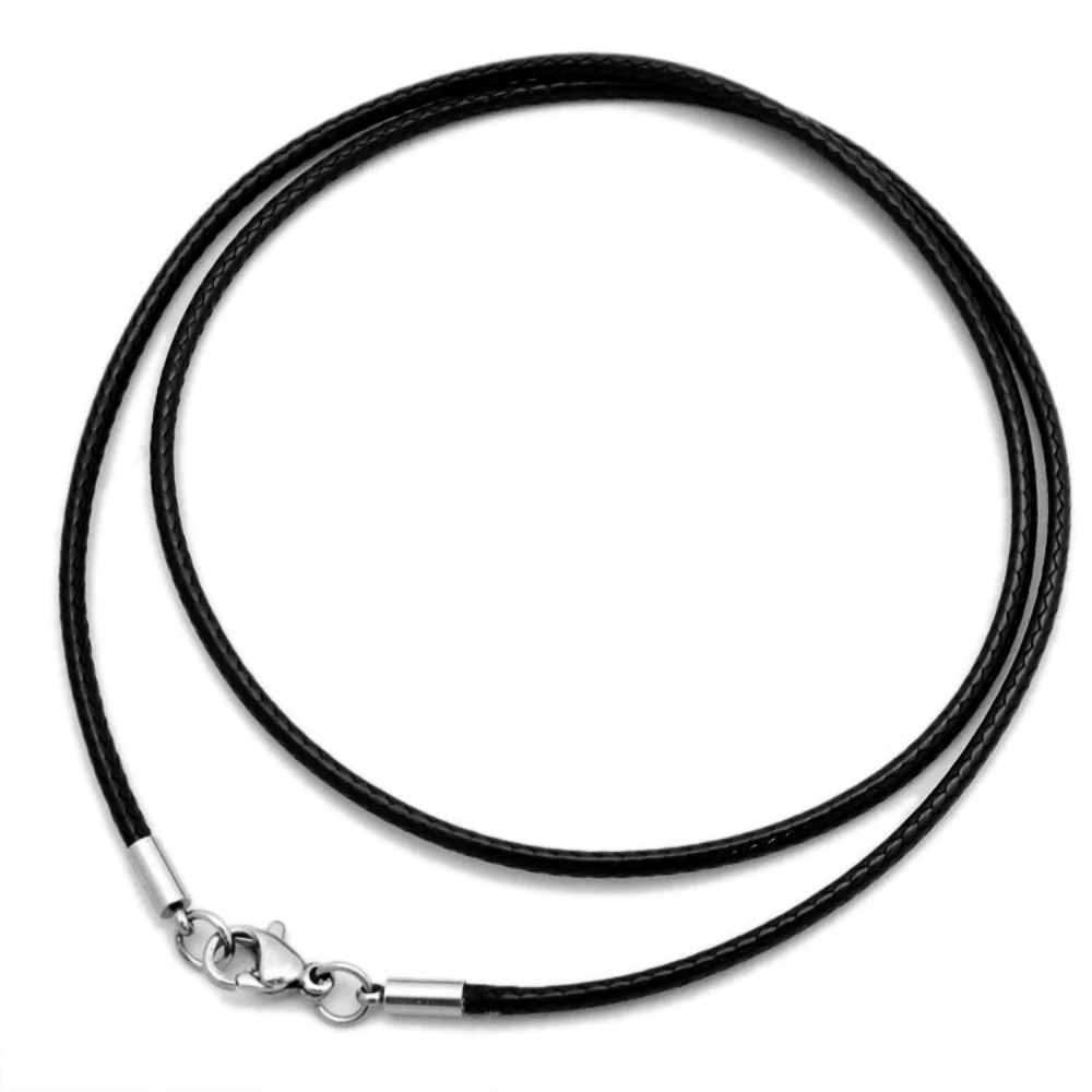 1/1.5/2/3mm Waterproof Braided Leather Chain Cord Rope Necklace w/ Steel Clasp .