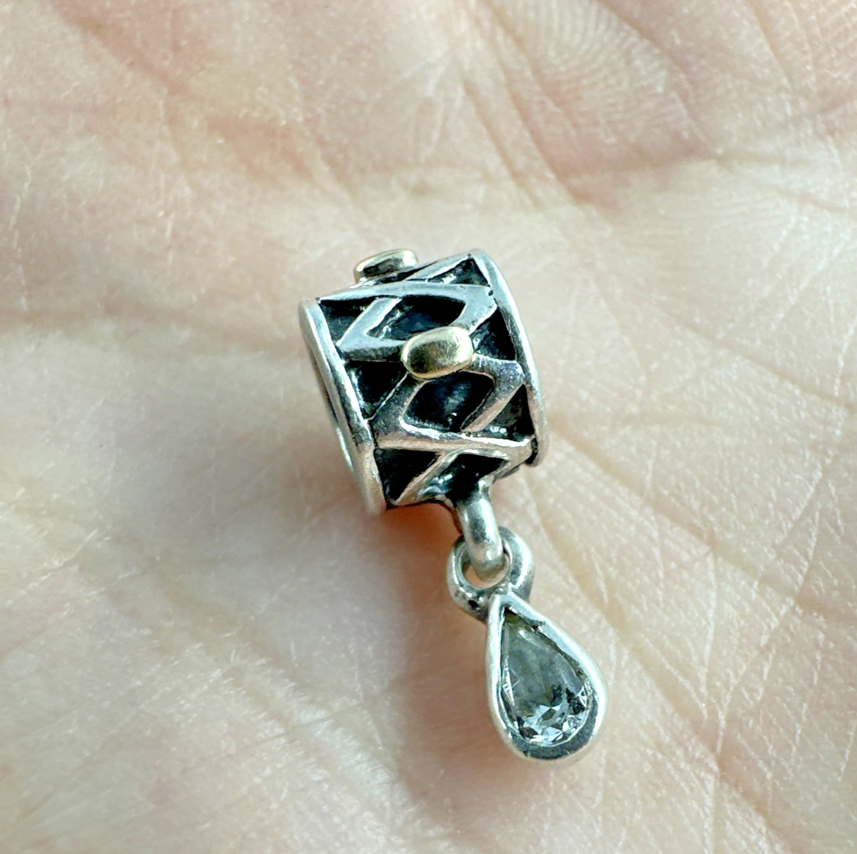 Vintage Pandora One World Health 925 Silver & 14K Charm Dangle 790472 – Retired