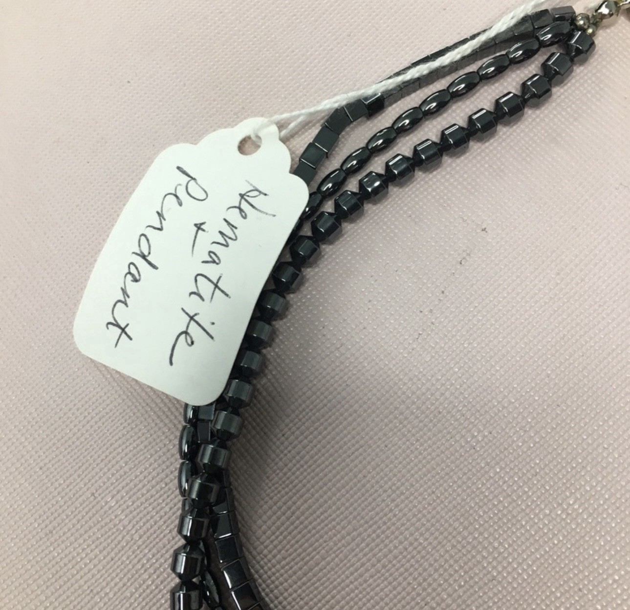 Hematite Necklace Flower Charm Pendant Crystal