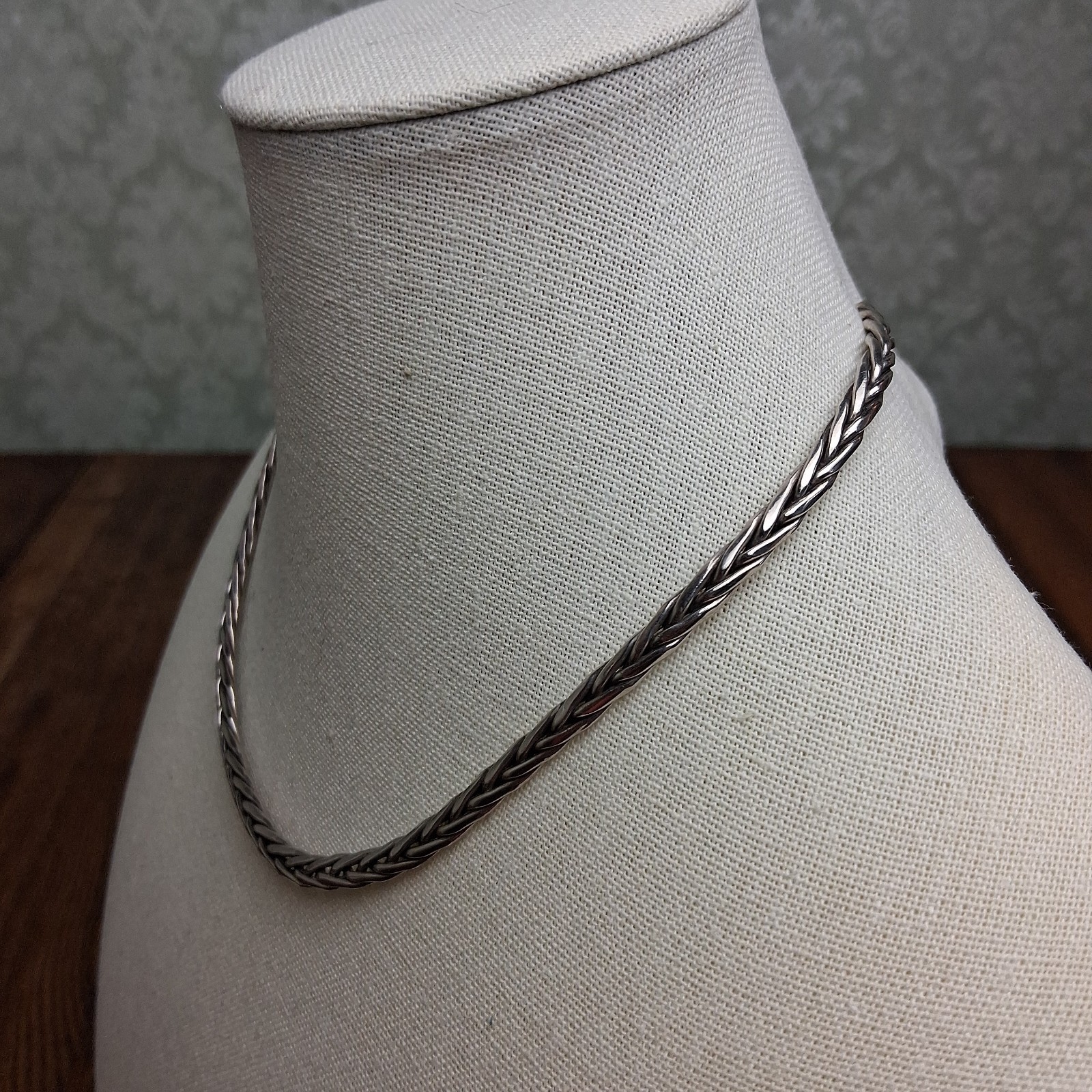 Sterling Silver925 Omega Collar Necklace Braided Open Neck Wire 30g Quiet Luxury