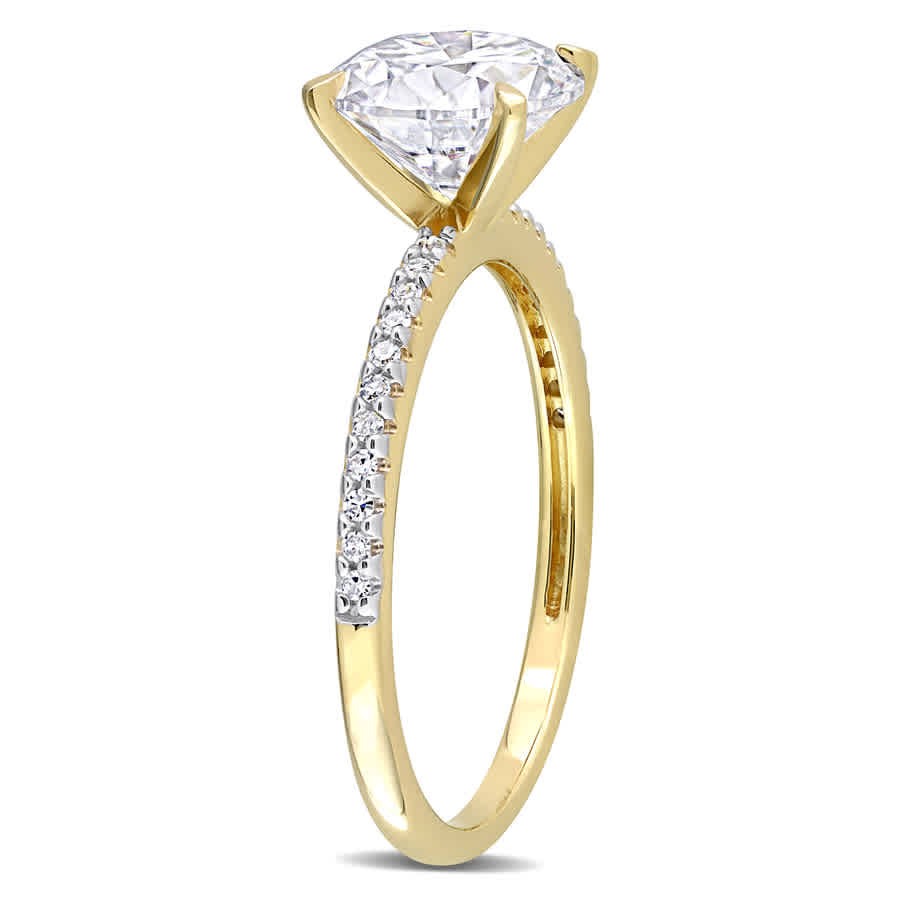 AMOUR 1 4/5 CT DEW Created Moissanite and 1/10 CT TDW Diamond Engagement Ring In