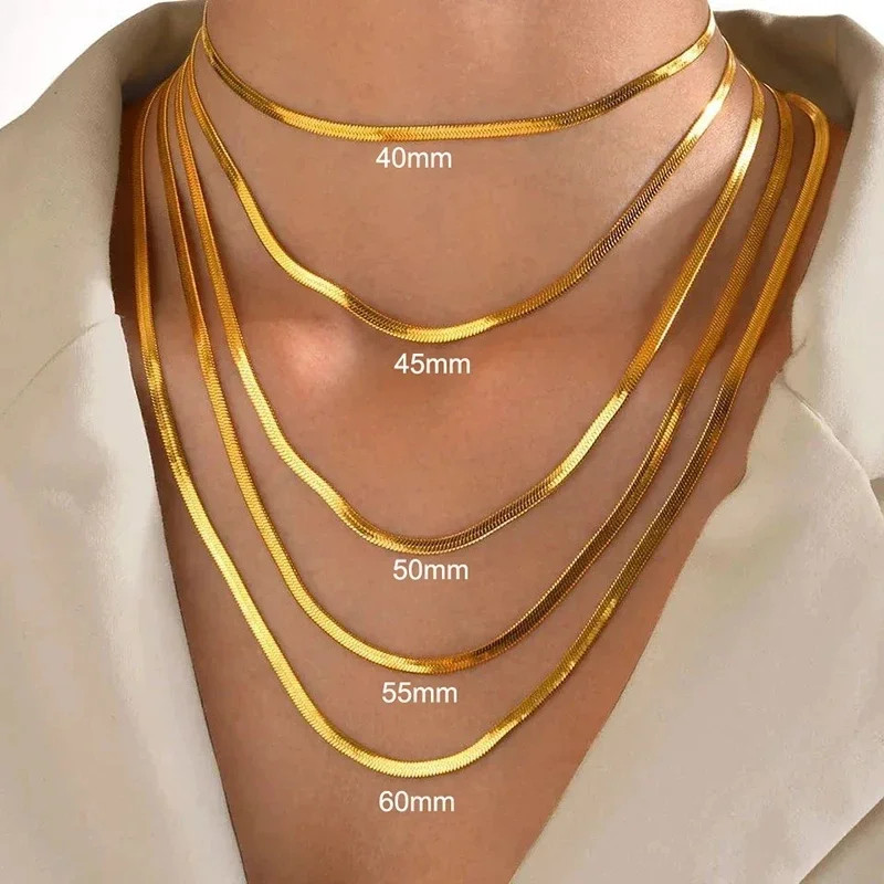 Women Men 925 Sterling Silver Gold Snake Chain Necklace Chains