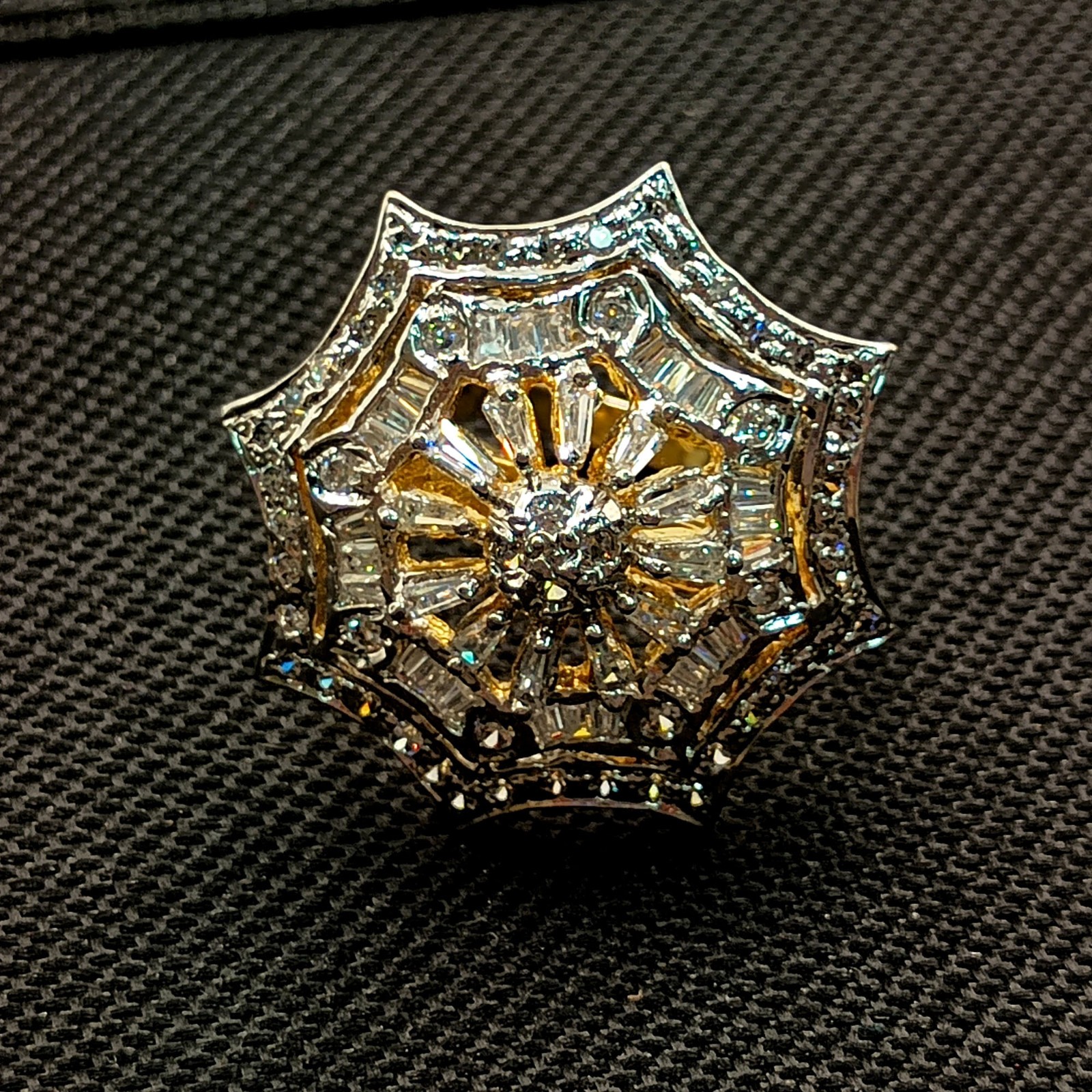 Luxury Handmade CZ Ring 22k Gold Plated South Indian Bridal Fashion Jewelry