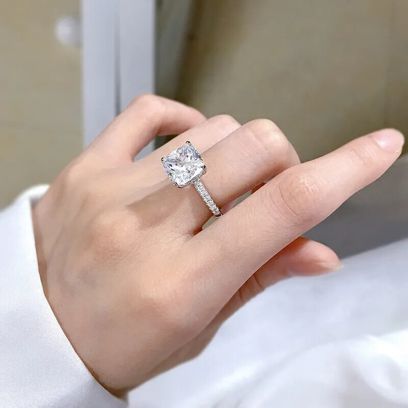 Sunshine 925 Silver Plated Ring Women Cubic Zircon Wedding Jewelry Gift Sz 6-10
