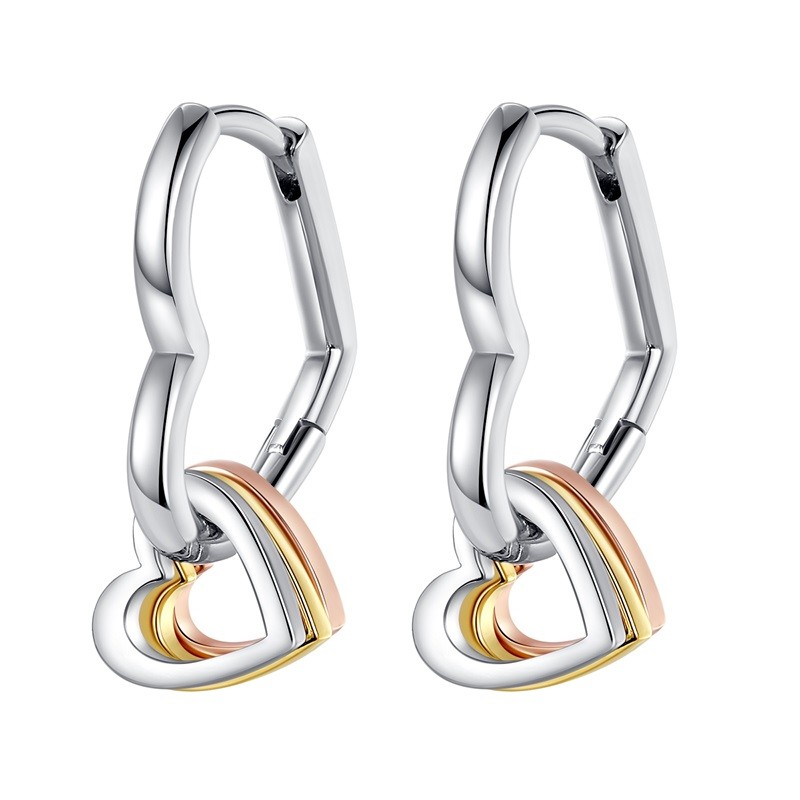 PANDACH 925 Sterling Silver Minimalist Heart Hoop Earrings For Women Jewelry New