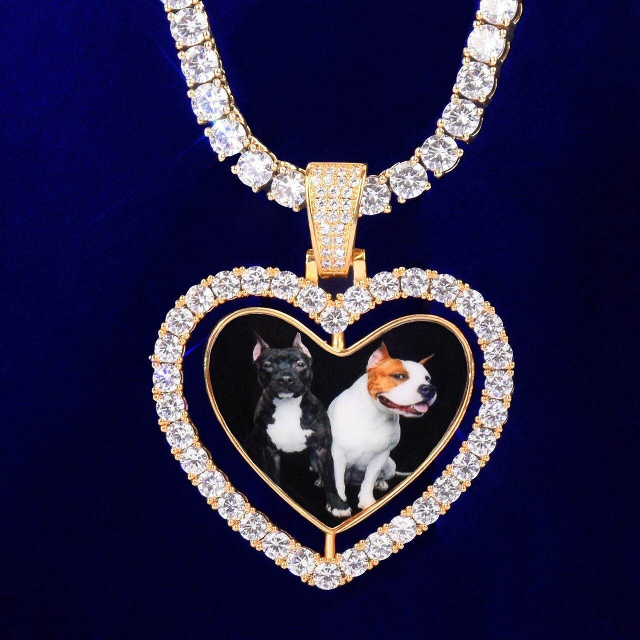18k Silver Rose Gold Plated Custom Made Picture Double Sided Heart Necklace
