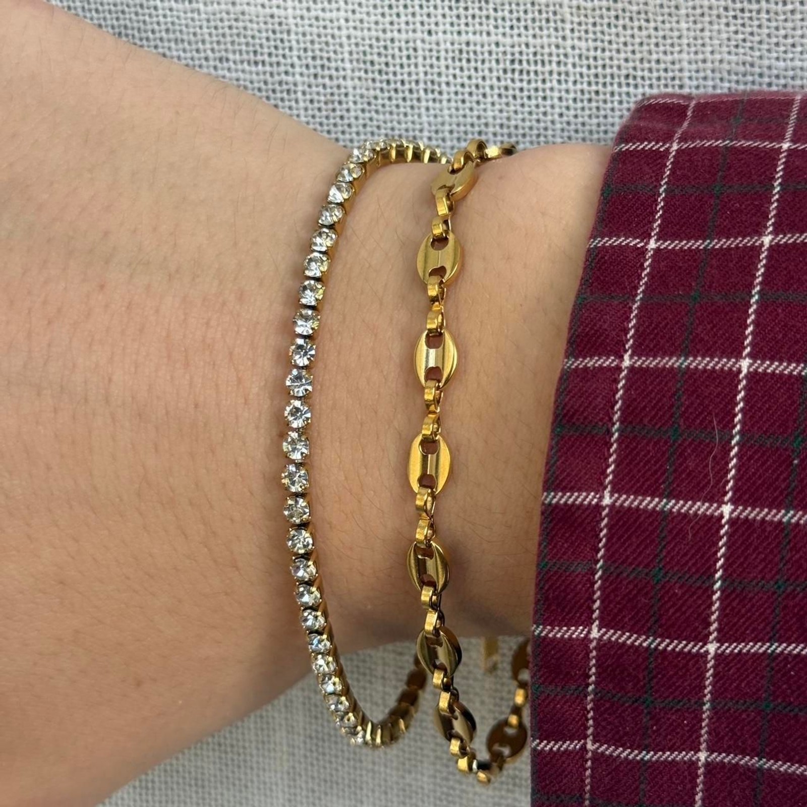 Gold Tennis Bracelet CZ Crystal Dainty Stackable Chain Bracelet Gift