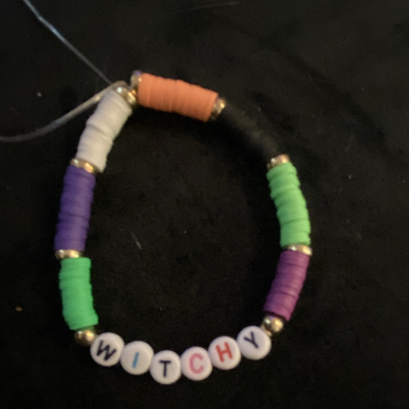 Multicolor Beaded Heishi Bracelet “WITCHY”, Round Beads, No Stone