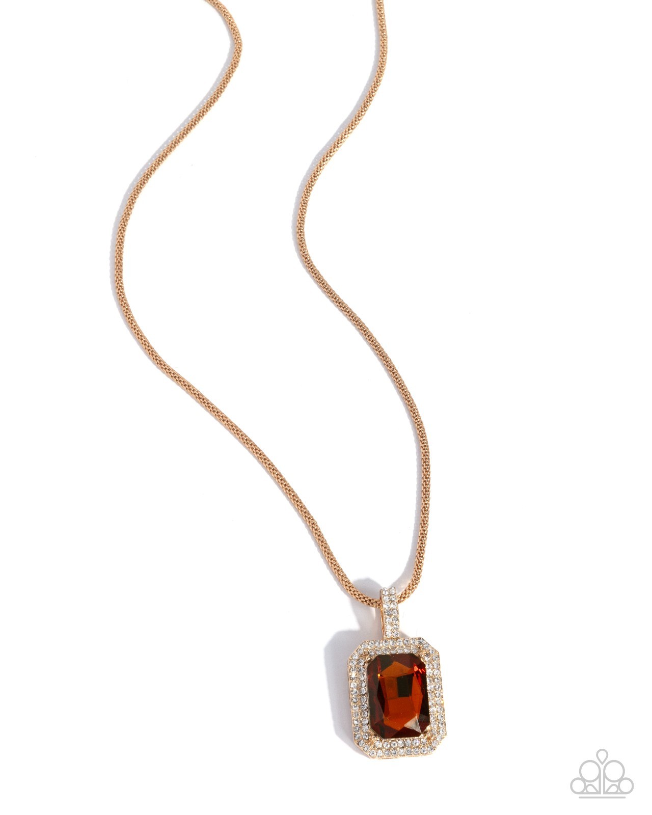 Paparazzi Exaggerated Emerald – Brown – White Rhinestones – Tea Gem – Necklace &
