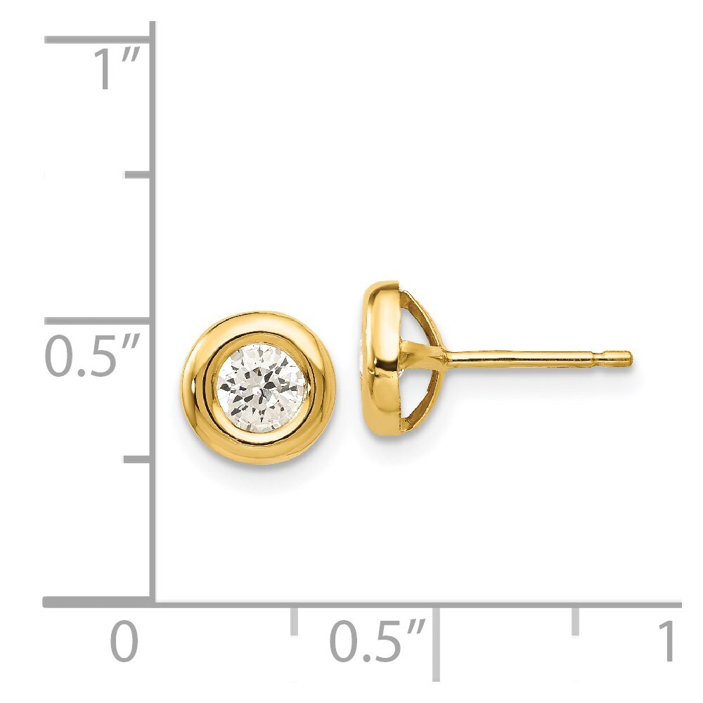 7mm 14K Yellow Gold Polished CZ Fancy Post Earrings