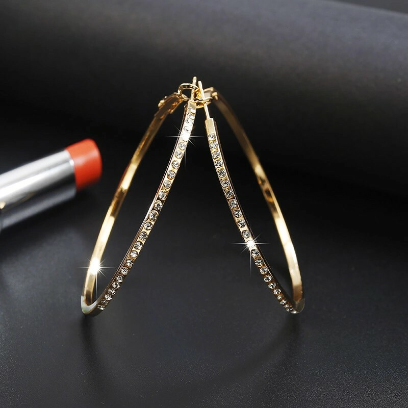 New Earrings Women Fashion Trendy Big Round Hoop Earrings Circle Elegant Simple
