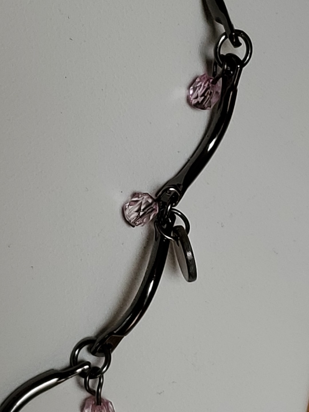 Vintage Anne Klein Rhinestone Necklace Gun Metal Tone 17 in
