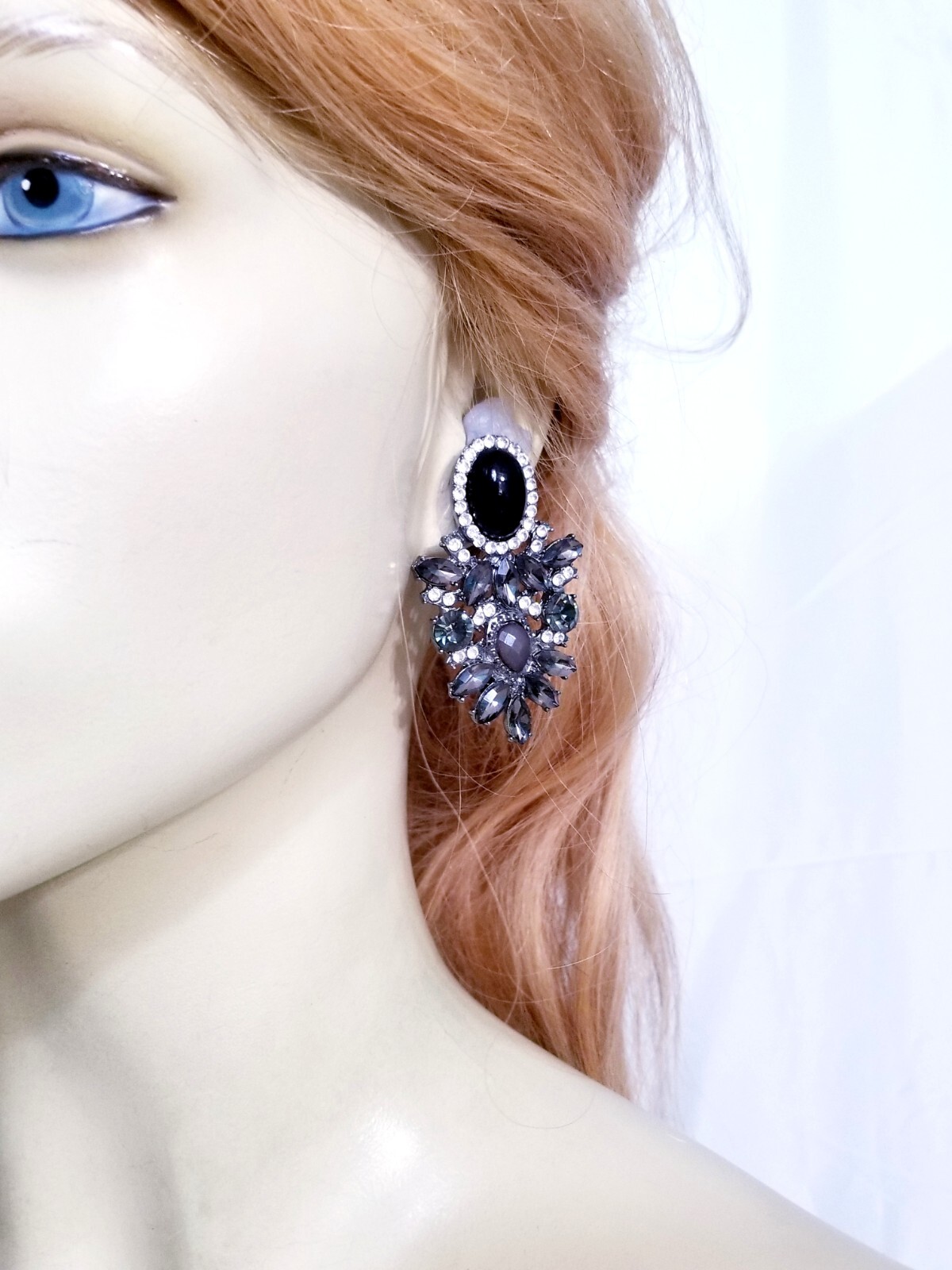 Chandelier Earrings Rhinestone Austrian Crystal 2.3 inch Gray