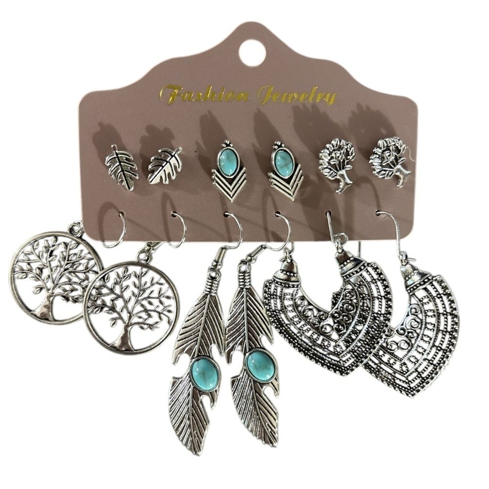 Bohemian Silver and Blue Earrings Set