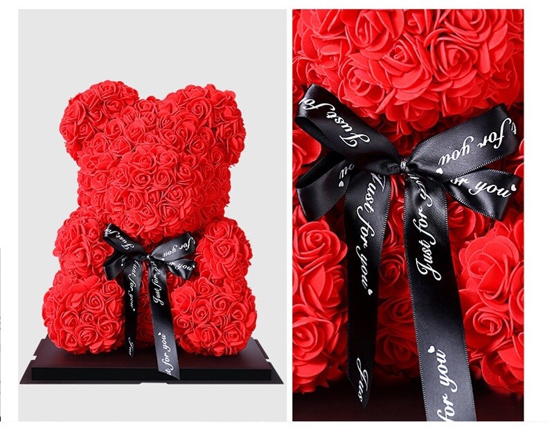 10″ Artificial Rose Teddy Bear Birthday Valentine’s Day Gift for Girlfriend Wife