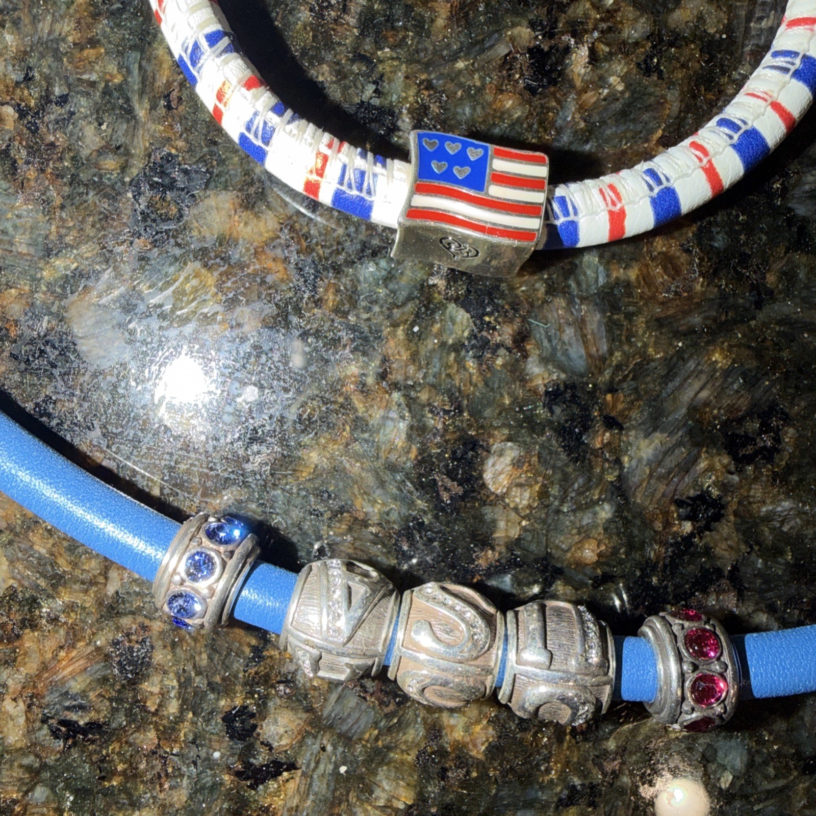 Brighton USA flag spacers Woodstock navy royal blue triple single Red Whit Blue