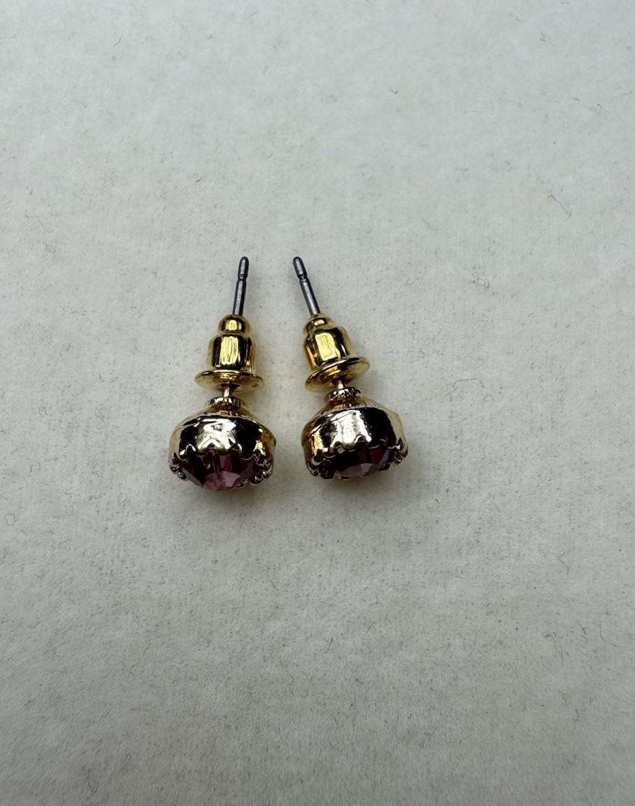 New Crystal Purple Gold Plated Studs Earrings NWOT Fashion Jewelry Everyday