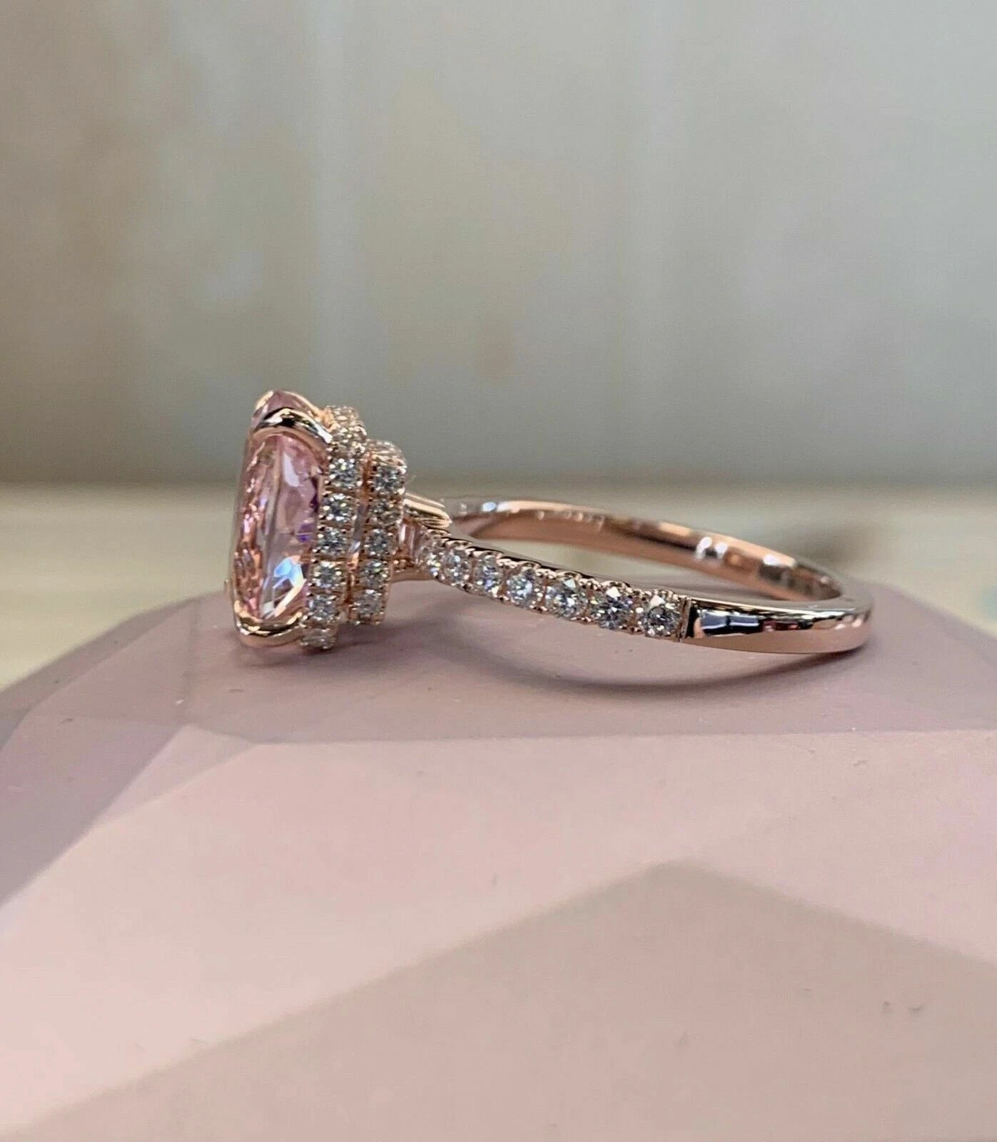 2.50Ct Oval Cut Lab Created Morganite Solitaire Engagement Ring 14K Rose Plated
