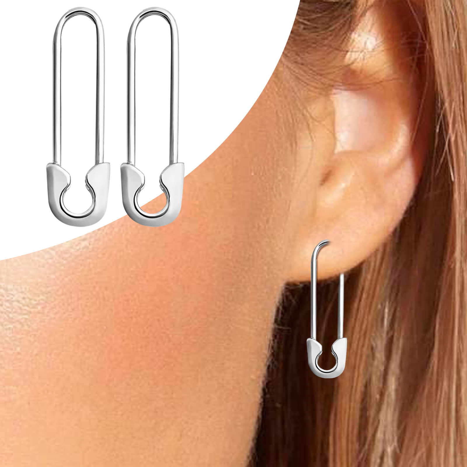 Safety Pin Earrings Metal Paperclip Earrings Fashion Hoops Jewelry for Female