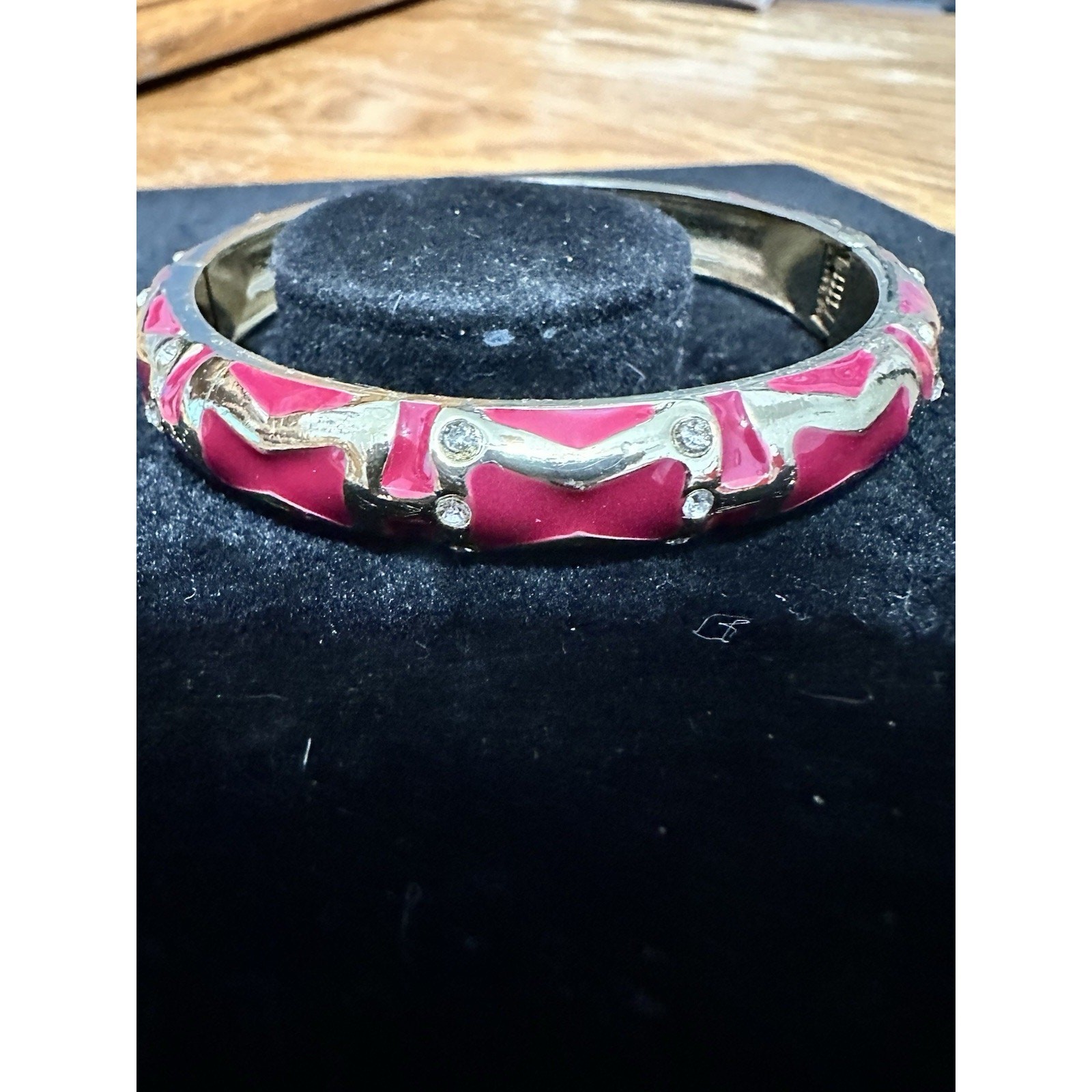 Sequin Nordstrom Wine Color Gold Tone Statement Enamel Bangle Bracelet # 13