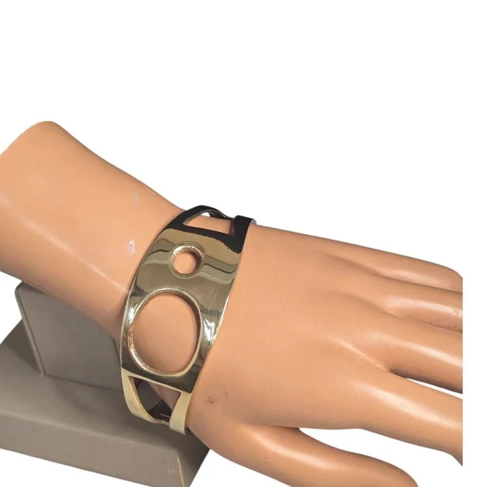 Stylish Trendy Brass Gold Tone Cuff Bracelet