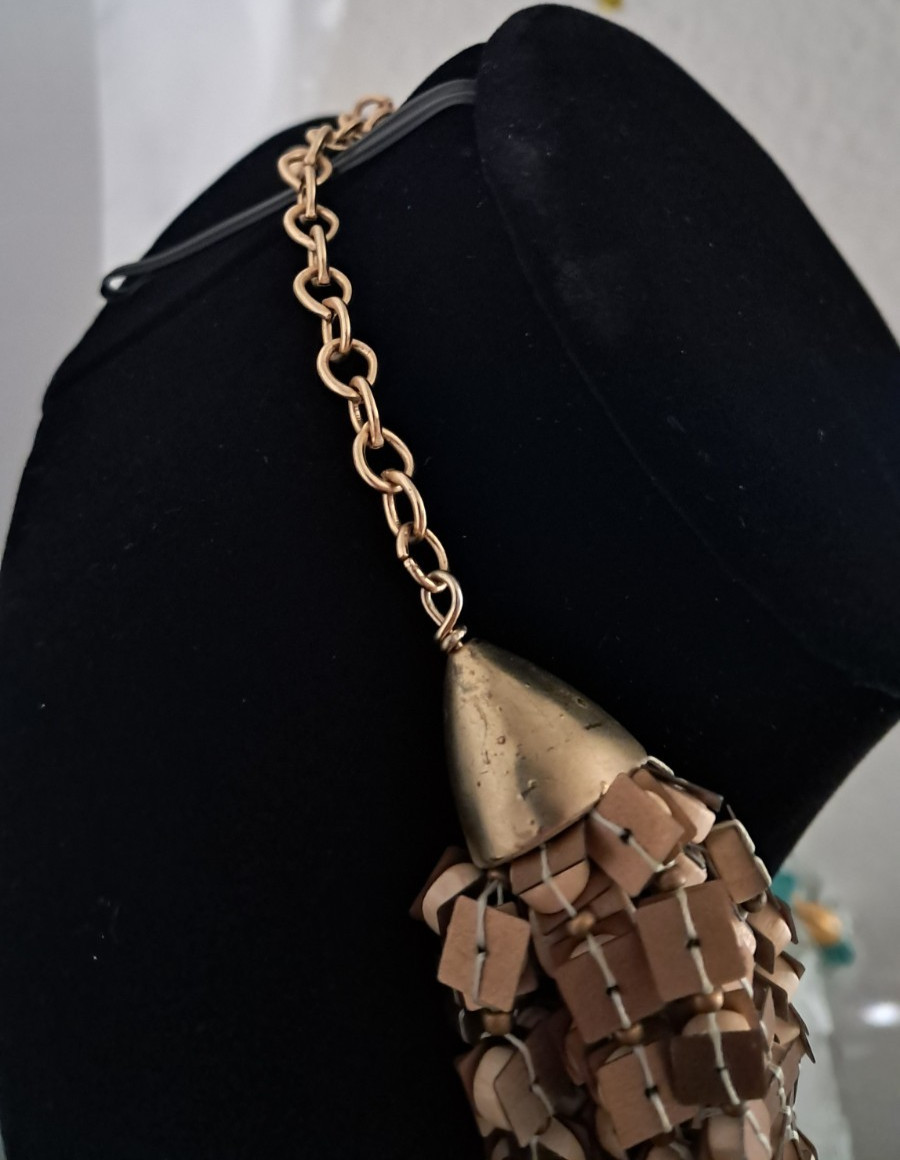 Chico’s Vintage Champagne Boho Chunky Long Beaded 15 Layer Statement Necklace